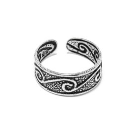 Windalf Bohemian Toe Ring Lana 5 mm Life Spiral Midi Ring Antique Summer Jewellery 925 Sterling Silver, Sterling Silver