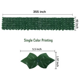 Jinwu Artificial Ivy Privacy Fence Screen, 354x40 Inch Artificial Faux Ivy Hedge, Expandable Faux Privacy Fence with 80 pcs Zip Ties Decoration for Wall Screen, Outdoor Garden, Wedding Decor