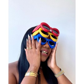 Melpomenia Trendy Lip Y2k Sunglasses for Women Men Fashion Cat Eye Punk Hip Hop Shades (Pink/Grey)