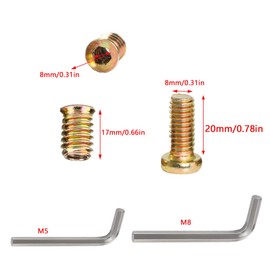 UtySty 10 Set Hex Threaded Inserts Nut M10 External with M8 Internal Threaded Screw Kit Countersunk Socket Bolt Fastener Connector for Wood Furniture Woodwork Sofwood Assortment Hardware with Spanner