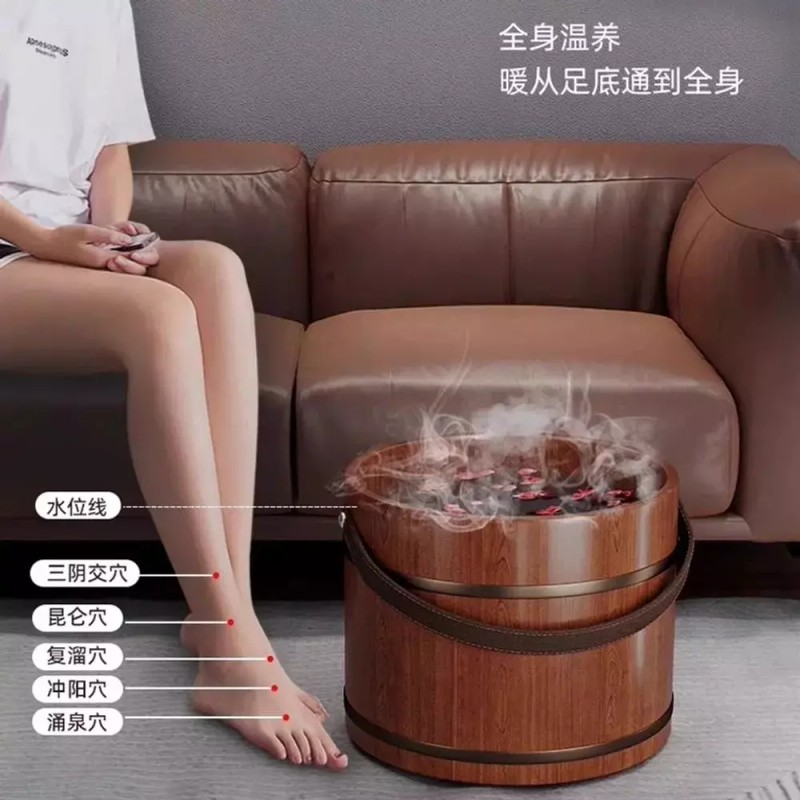 습식마사지 나무족욕통 마사지샵 원목 휴대용 족욕통 찜질 Wooden Foot Massage