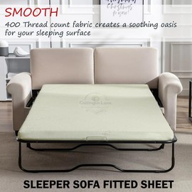 Cottington Lane 1 Piece Sleeper Sofa Fitted Sheet Full Size, Premium Quality 100% Egyptian Cotton, 6 Inch Deep Sofa Bed/Pullout Couch Bottom Sheet Only, Cooling, Soft & Breathable, Ivory