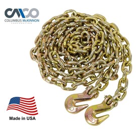Mytee Products 3/8" x 16' Grade 70 Transport Binder Chain - Made in USA with G70 Grab Hooks - Tow Transport Binder Chain - 6,600 Lbs WLL