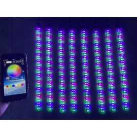 Dual LEDs x8PCS 2FT 24INCH 60CM Double Row RGB Dream Color Chasing Flow Dynamic Symphony Bluetooth Remote Light Strips Grille Hood Fender