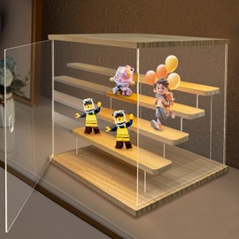 Clear Acrylic Display Case Stand with LED Light, 5 Tier Display Box Stand, Dustproof Protection Showcase, Storage Organizer for Collectibles Action Figures (12.6*12.6*12.68 in)