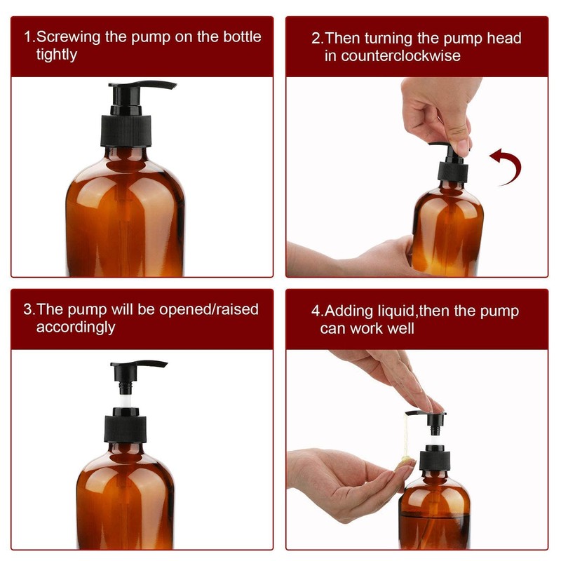 4Pcs Empty Press Pump Bottles, 300ML Refillable Bottle for Cooking