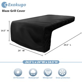 Cover for Coyote Built-in Power Burner,Heavy Duty 600D Waterproof Outdoor Grill Burner Cover with Plush Lining,24.5''L x 24''W x 14.5''H,Black