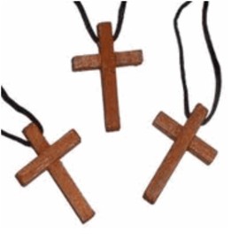 48 Count Wooden Cross Necklaces Vacation Bible School Party Favors Graduation Christian Gifts Easter 1.75" Cross On A 30" Cord Also For Men Women Teens
