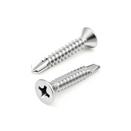 #6 x 3/4" (100 Pack) Flat Head Phillips Drive Sheet Metal Screws, Stainless Steel 410 Self Drilling Screws,Countersun Head Fast Self-Tapping Screws for Metal, Plastic, Wood