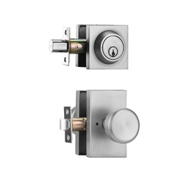 STARPY Brushed Nickel Door Knobs Interior,Exterior Door Knob with Deadbolt Lock Set,Heavy Duty Door Knob with Lock