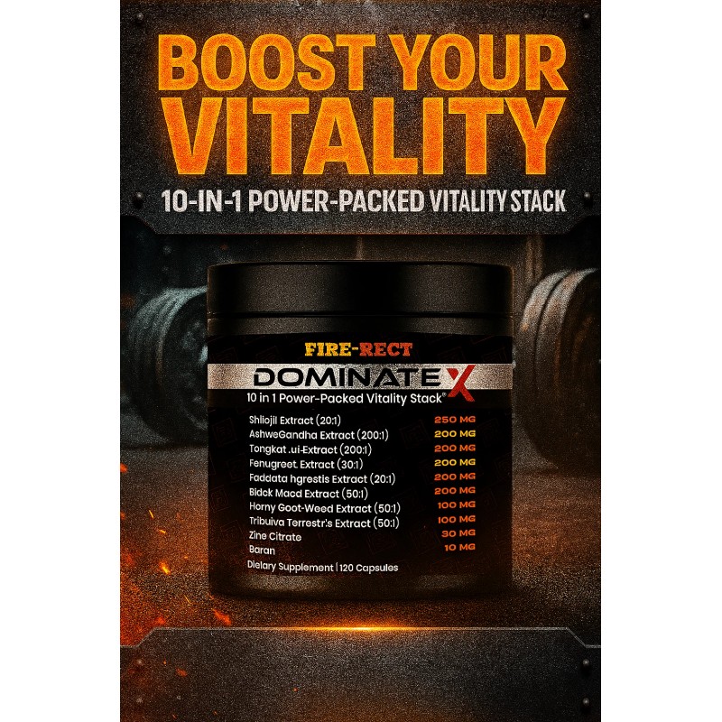 Fire-Rect DOMINATE X 10 in 1 Supplement for Men, Strength,
