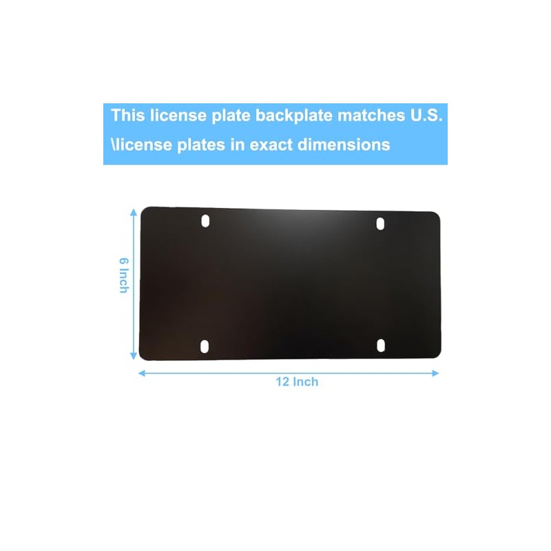 12"x6" Backing Reinforce Black Painted Stainless Steel License Plate -