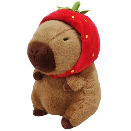 Arkdorz Cute Capybara Plush Wearing Strawberry Hat,12inch Kawaii Capybara Stuffed Animal Soft Stuffed Capybara Toy Fruit Plushies Birthday for Kids (Strawberry Capybara)