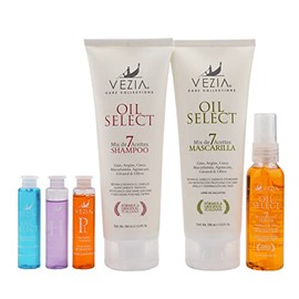 PAQUETE TRATAMIENTO COMPLETO PARA CABELLO MIX 7 ACEITES OIL SELECT VEZIA - 6 PIEZAS- MASCARILLA PARA CABELLO 250 ML + SHAMPOO PARA CABELLO 250 ML + SE