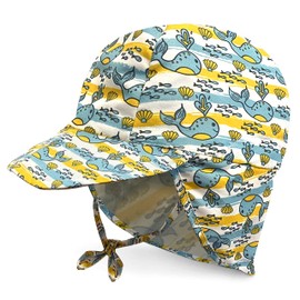 Sombrero de verano ajustable para bebés y niñas con protección UPF 50+, Ballena (Whale), 6-18 Months (44-48 cm)