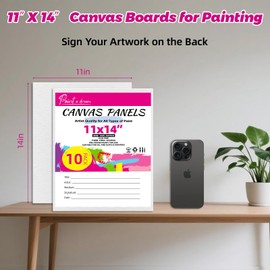 Canvas Boards for Painting, 10 Pack 11x14 Inch Canvas for Painting, 100% Cotton White Blank Art Canvases, Art Supplies for Acrylic Paint, Oil and Other Painting Media