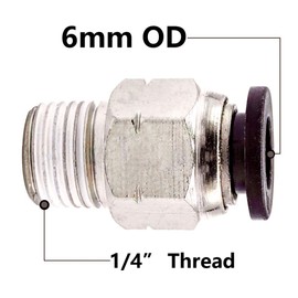 Beduan Pneumatic Push to Connect Fittings Male Straight PC 6mm Tube OD x 1/4 Inch Male Thread Push Lock Fittings (Pack of 10)