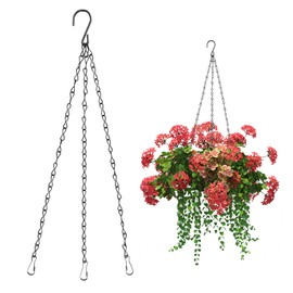 Hanging Basket Chains, 3 Point Heavy Duty Flower Pot Chains Metal Replacement Chain for Hangings Baskets Bird Feeder Flower Pots F4-DLLZ (Black)