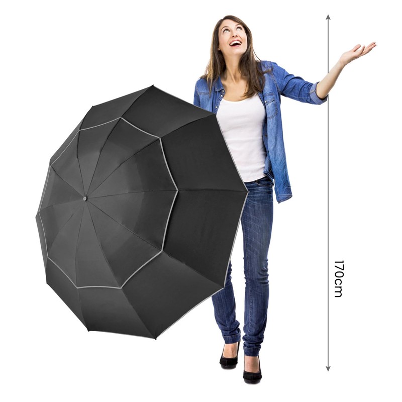 G4Free 62 Inch Windproof Inverted Umbrella with Reflective Stripe Large