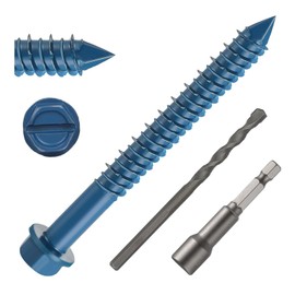 DAYALO Concrete Screws Hex Head M5.5 x 70, Pack of 30 Concrete Screws Galvanised with Drill and Hex Bit Socket Wrench for Masonry, Concrete, Architecture, Industry (Blue)