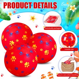 Hollowfly Hollowfly 12 Pack Red Dog Paw Themed Beach Ball for Kids 7.87" Bulk for Summer Pool and Beach Game Gifts Red and Dog Birthday Party Supplies and End of The Year Class Party Decorations Favor