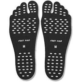 Beach Foot Pads, Adhesive Invisible Shoe Foot Sticker Waterproof Heatproof Insole for Men/Women (Black, L)