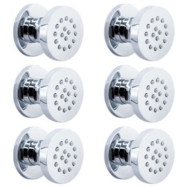 HOMEDEC 2inch Brass Shower Body Sprayer Jets Shower Head, Valve Needed (6pcs, Round-Chrome)