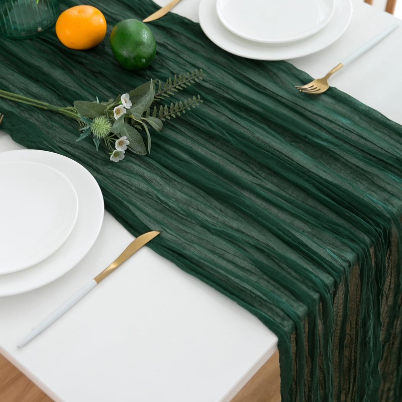 CHUQING Table Runner Cheesecloth Emerald Green Boho Gauze Cheese Cloth