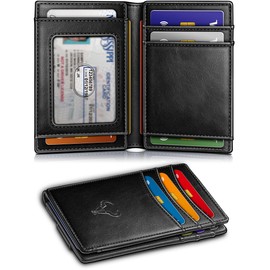 BULLIANT Magnetic Closure Slim Wallet-Genuine Leather Front Pocket Wallet for Men,RFID Blocking,Holds 12 Cards and Money Clip
