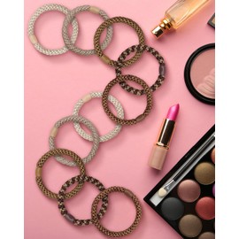 Kisvic Hair Bobbles Girls Pack of 10 Hair Bobbles Multicoloured Fashion Elastic Hair Bands Braided Elastics Women Hair Scrunchie Bracelet for Thick and Curly Hair (Brown)