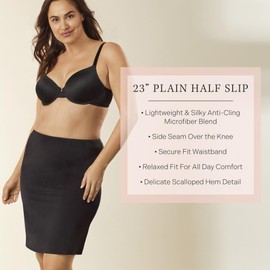 Jones NY Women's Silky Touch 23 Anti-Cling Knee Length Half Slip, Nude, L