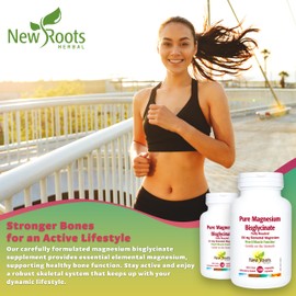 NEW ROOTS HERBAL New Roots Herbal - Pure Magnesium Bisglycinate 130mg, 120 Capsules - Elemental Magnesium Bisglycinate Chelate - Magnesium for Muscle Cramps Relief, Healthy Bones, Healthy Teeth and Sleep Support