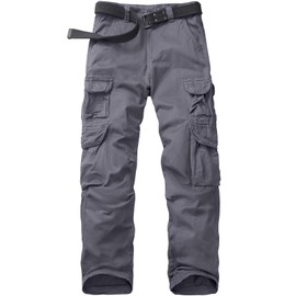 Toumett Men's Cargo Pants Cotton Ripstop Hiking Work Pants Outdoor Casual Pants with Multi Pockets.(6325,Grey,36)