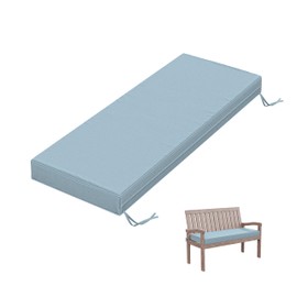 Tounosnt Outdoor Bench Cushion 48 X 18 X 3.5 Inch Thick Waterproof Patio Furniture Cushions, Patio Porch Swing Replacement Seat Pad with Tie Straps and Anti-Slip, for Backyard Garden, Light Blue