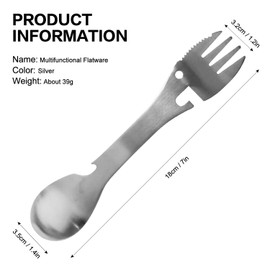 MeiNvShe Camping Spork Multi-Function Fork Spoon 5 in 1 Stainless Steel Spork ,Outdoor Camping Picnic and BBQ Portable Cutlery Open Can and Bottle Opener; (StyleA Sliver 5 in 1 2PCS)