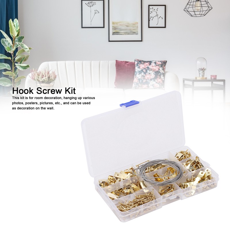 230PCS Photo Frame Hook Kit NonTrace Screw Nail for Wall