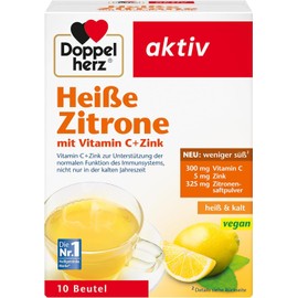 Doppelherz Doppelherz Hei?e Zitrone - Vitamin C und Zink zur Untersttzung der normalen Funktion des Immunsystems - hei? und kalt - vegan - 10 Beutel