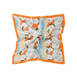 CHUNG Women's Headscarf Satin Bandanas Pattern Fashion Scarves Emulation Silk Handbag Hair Ribbons Handkerchief Suqare 27.5",Dot Flower-84