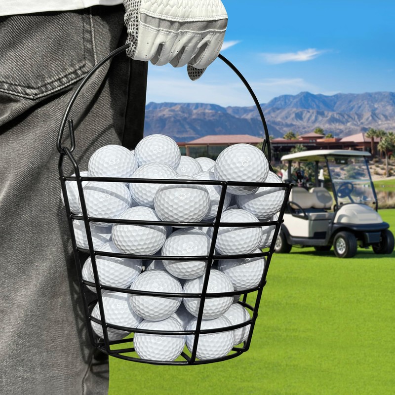 10L0L Metal Golf Ball Basket with Handle, Heavy Duty Golf