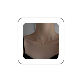 Iaceble Vintage Crystal Heartbeat Choker Necklace Gold ECG Heartbeat Necklace Heart Lifeline Pulse Pendent Necklace Cz ECG Necklaces Electrocardiogram Necklace Crystal Cardiogram Necklace Jewelry