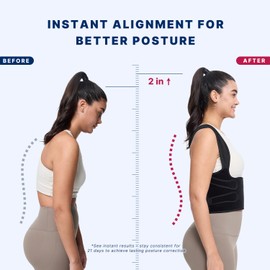 Fit Geno Posture Corrector for Women and Men - Adjustable Back Brace & Straightener for Scoliosis Hunchback Correction Back Pain Spine Corrector Back Support and Posture Trainer (Large)
