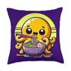 Cute Octopus Enjoying Ramen Noodles Cartoon Throw Pillow