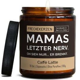 Lustige Duftkerze mit Spruch für Mama | Handgemacht aus Sojawachs | In Geschenkbox | Nachhaltiges Valentinsgeschenk | Geschenkidee Geburtstag Mutter, Beste Mama zum Muttertag |Kaffee