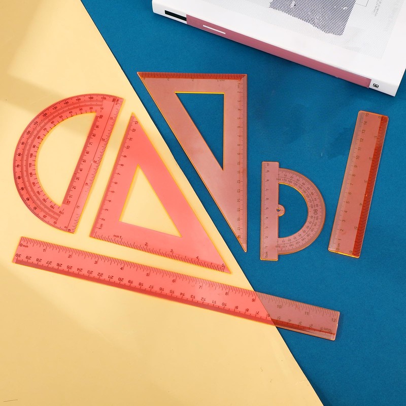 Tenare 6 Pcs Plastic Ruler Math Set Includes 12 Inch