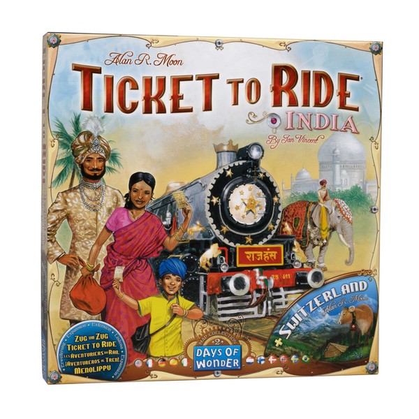 Ticket to Ride India + Switzerland Board Game EXPANSION | Train Route Strategy Game | Family Game for Kids and Adults | Ages 8+ | 2-5 Players | Average Playtime 30-60 Minutes | Made by Days of Wonder