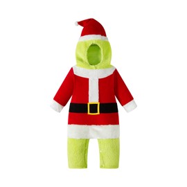 MOMMY'S NEW MAN Infant Unisex Baby Who Stole Christmas Costume Outfit Grinchmas Funny Green and Red Santa Grinch Suit Xmas (6-12 Months)