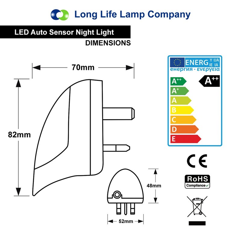 2 Pack Automatic LED Night Light - Plug in &