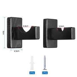 QUARKZMAN Pack of 2 Wooden Sword Display Stands, Black, 10 cm x 5 cm x 15 cm, Wall Mounted, Indoor Storage for Swords, Axes, Poles, Umbrellas