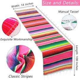 SAJOO Mexican Table Runner 14x84 Inches Colorful Striped Table Runners Mexican Theme Party Decoration for Fiesta Party for Cinco de Mayo Serape Zarape Table Runner