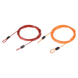 M METERXITY 2PCS Safety Cable Plastic Coated Steel Locking Rope for Outdoor Bicycle Travel (2.5mmx2m Orange Red)